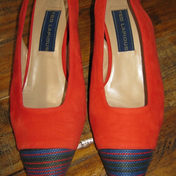 Ted Lapidus Red Suede Pumps - Size 39 / 8.5 - Picture 5 of 6